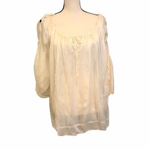 MARC JACOBS CREAM SILK TUNIC W TIES ON THE SLEEVES